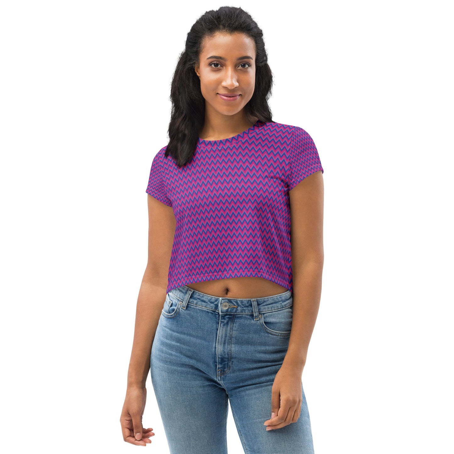 Bisexual Pride Crop Tee Fitted Crop Tank Top - LGBTQIA Pink, Purple, Blue Flag Cropped T-Shirt - Parade Club Vacation