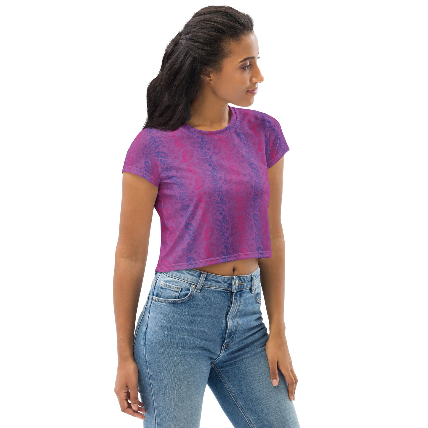 Bisexual Pride Crop Tee Fitted Crop Tank Top - LGBTQIA Pink, Purple, Blue Flag Cropped T-Shirt - Parade Club Vacation