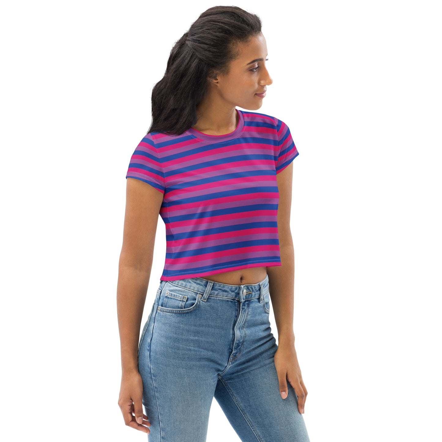 Bisexual Pride Crop Tee Fitted Crop Tank Top - LGBTQIA Pink, Purple, Blue Flag Cropped T-Shirt - Parade Club Vacation