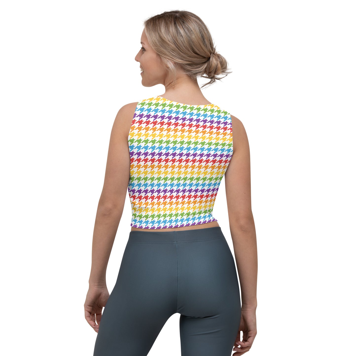 Rainbow Pride Crop Top Fitted Crop Tank Top - LGBTQIA Red, Orange, Yellow, Green, Blue, Indigo, and Viole Flag Cropped T-Shirt - Parade Club Vacation