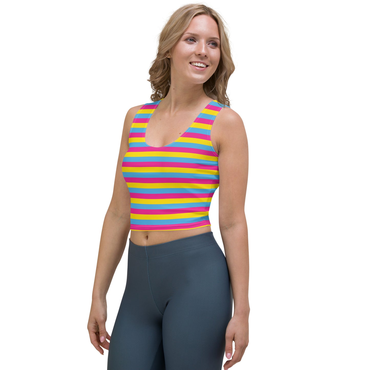 Pansexual Pride Crop Top Fitted Crop Tank Top - LGBTQIA Pink, Blue, Yellow  Flag Cropped T-Shirt - Parade Club Vacation