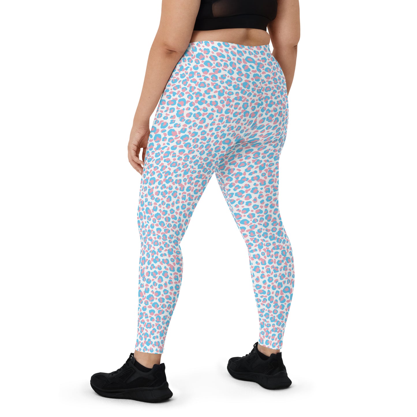 Transgender Pride Leopard Print Leggings - LGBTQIA Pink White Blue Trans Flag - Parade Club Running