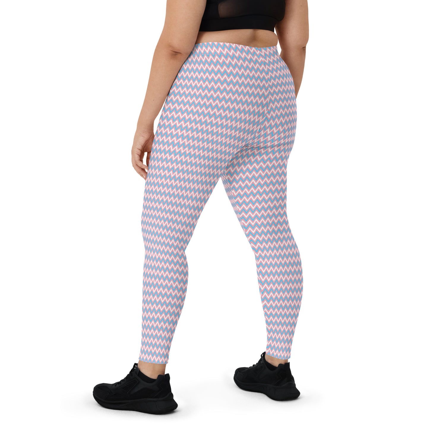 Transgender Pride Chevron Leggings - LGBTQIA Pink White Blue Trans Flag - Parade Running Yoga