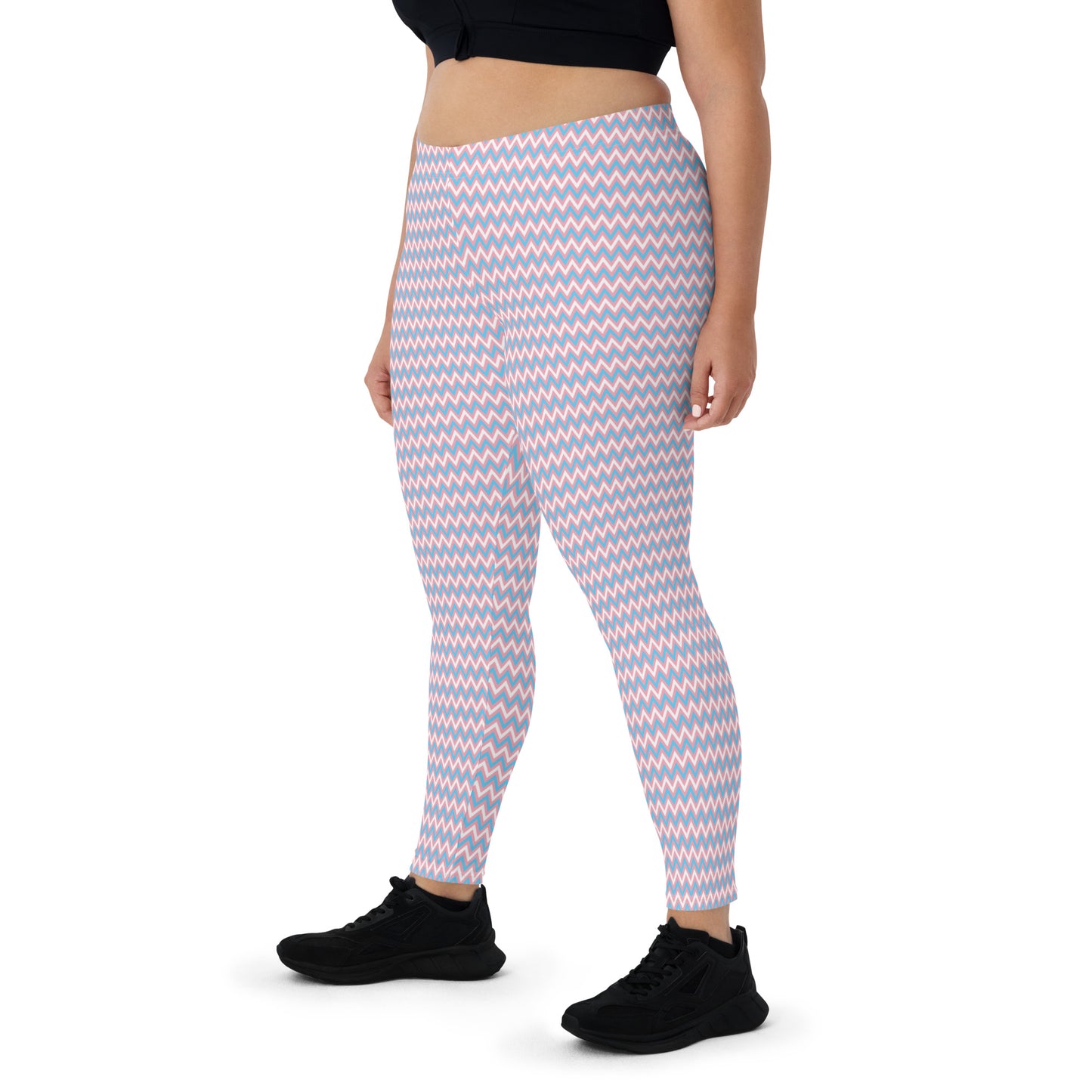 Transgender Pride Chevron Leggings - LGBTQIA Pink White Blue Trans Flag - Parade Running Yoga