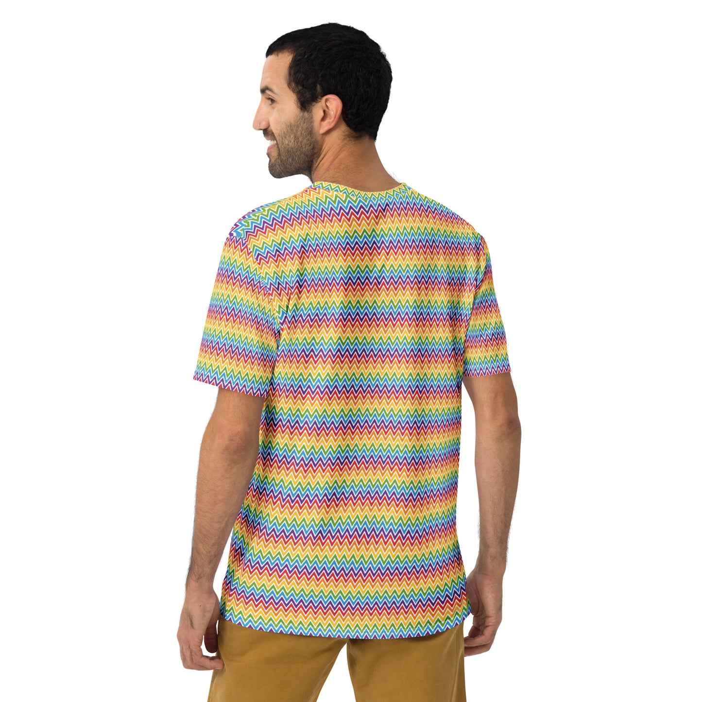 Rainbow Pride Men's Crew Neck T-Shirt Unisex T-Shirt - LGBTQIA Red, Orange, Yellow, Green, Blue, Indigo, and Violet Flag Shirt - Parade Club Vacation