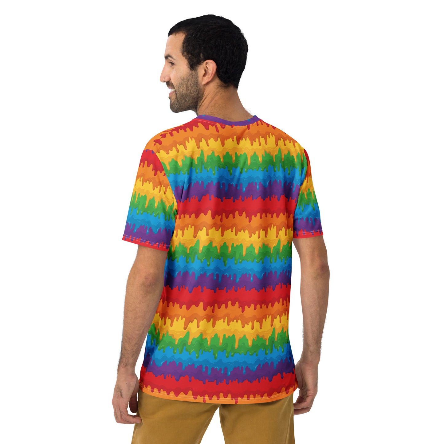 Rainbow Pride Men's Crew Neck T-Shirt Unisex T-Shirt - LGBTQIA Red, Orange, Yellow, Green, Blue, Indigo, and Violet Flag Shirt - Parade Club Vacation