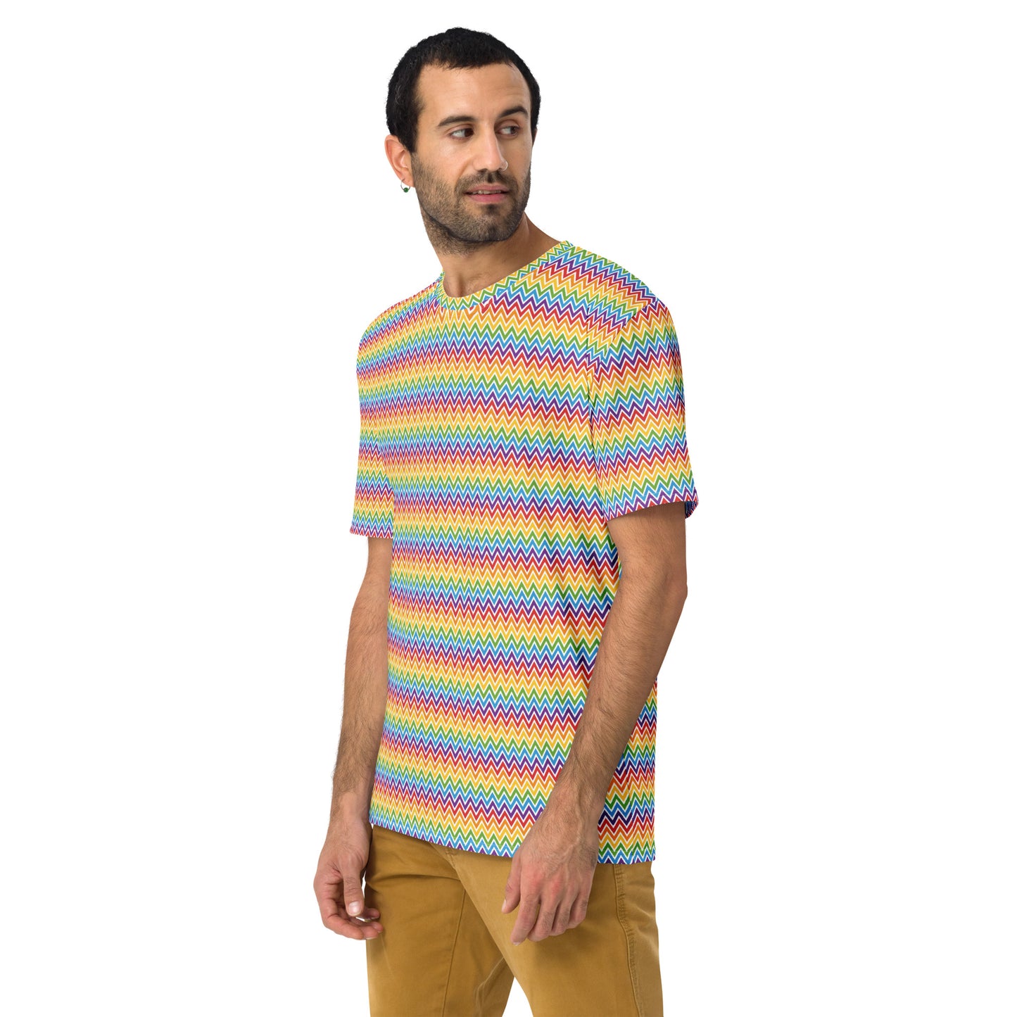 Rainbow Pride Men's Crew Neck T-Shirt Unisex T-Shirt - LGBTQIA Red, Orange, Yellow, Green, Blue, Indigo, and Violet Flag Shirt - Parade Club Vacation