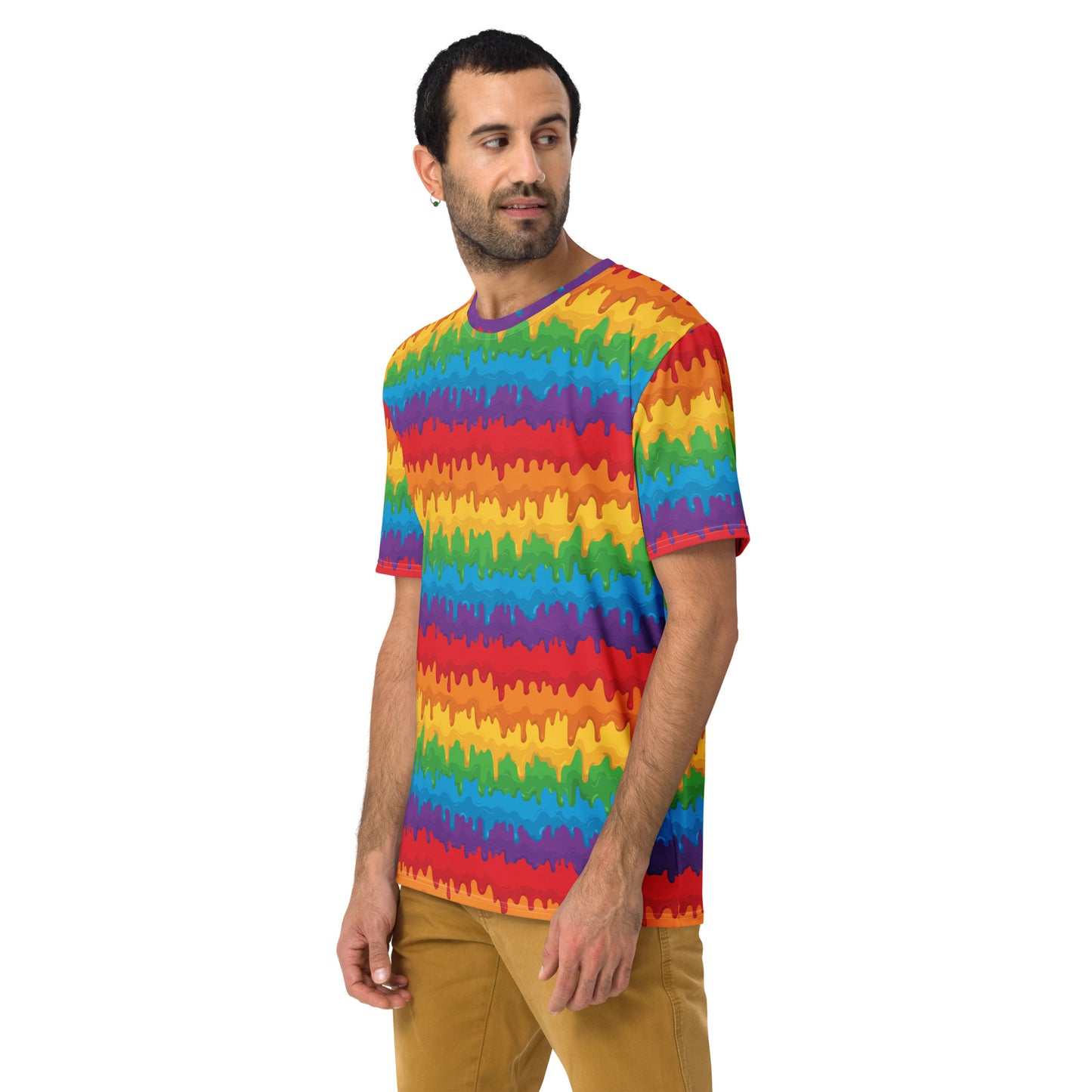 Rainbow Pride Men's Crew Neck T-Shirt Unisex T-Shirt - LGBTQIA Red, Orange, Yellow, Green, Blue, Indigo, and Violet Flag Shirt - Parade Club Vacation