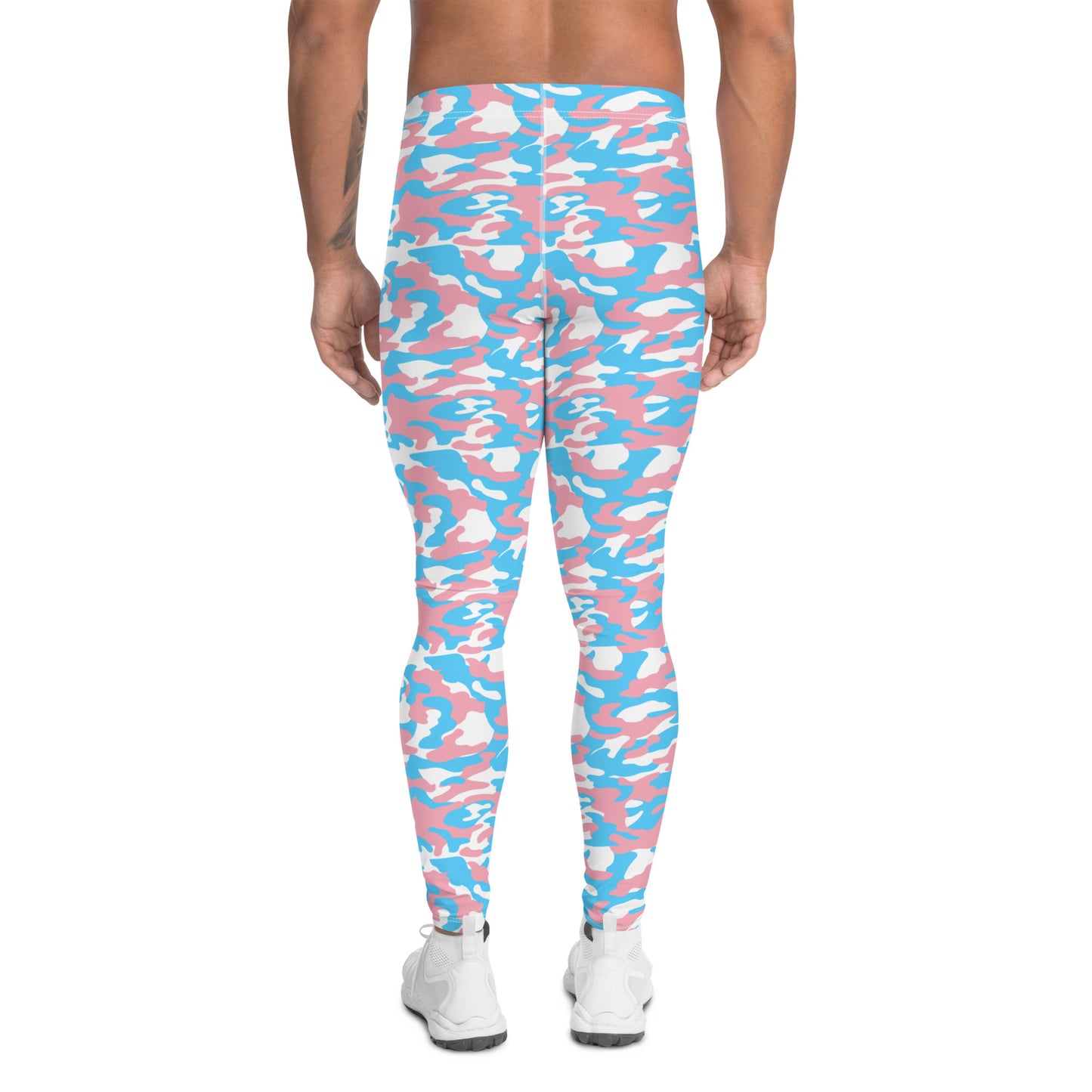 Transgender Pride Men's Camo Print Leggings - LGBTQIA Pink White Blue Trans Flag - Parade Club Running