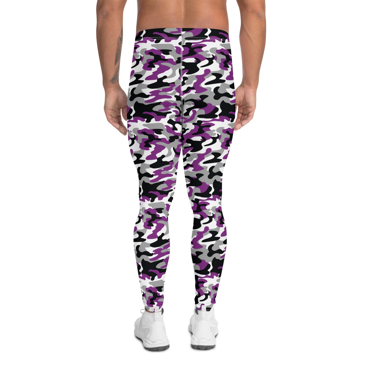 Asexual Pride Men’s Leggings - LGBTQIA Black, Gray, Purple, and White Athletic Pants - Parade Club Vacation Running Swimming