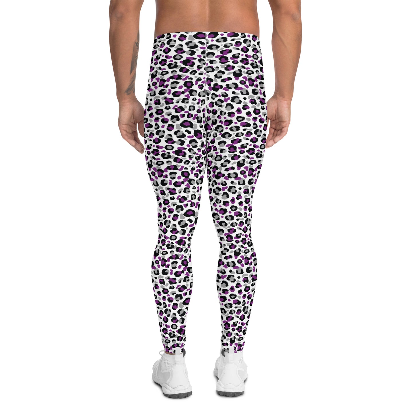 Asexual Pride Men’s Leggings - LGBTQIA Black, Gray, Purple, and White Athletic Pants - Parade Club Vacation Running Swimming