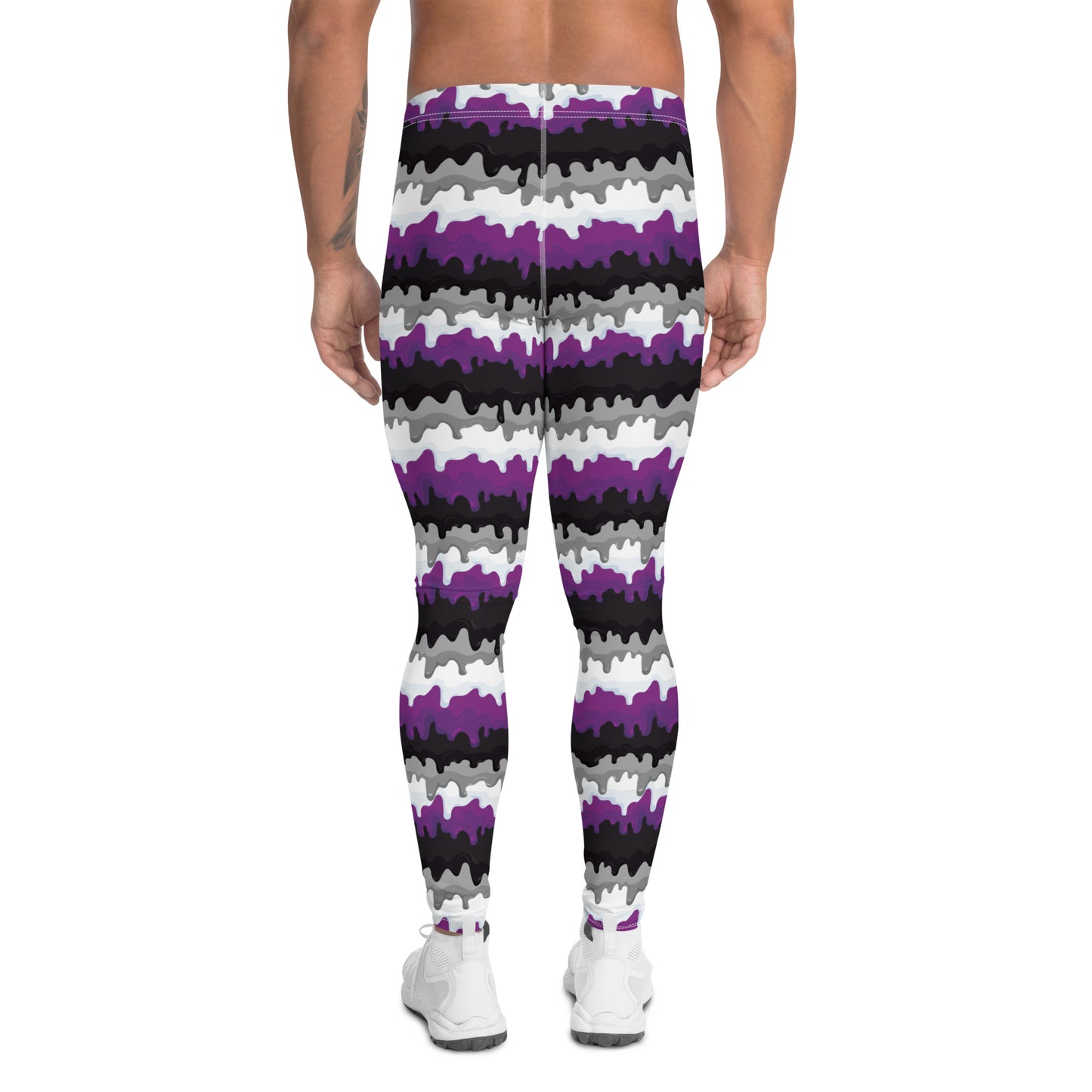 Asexual Pride Men’s Leggings - LGBTQIA Black, Gray, Purple, and White Athletic Pants - Parade Club Vacation Running Swimming