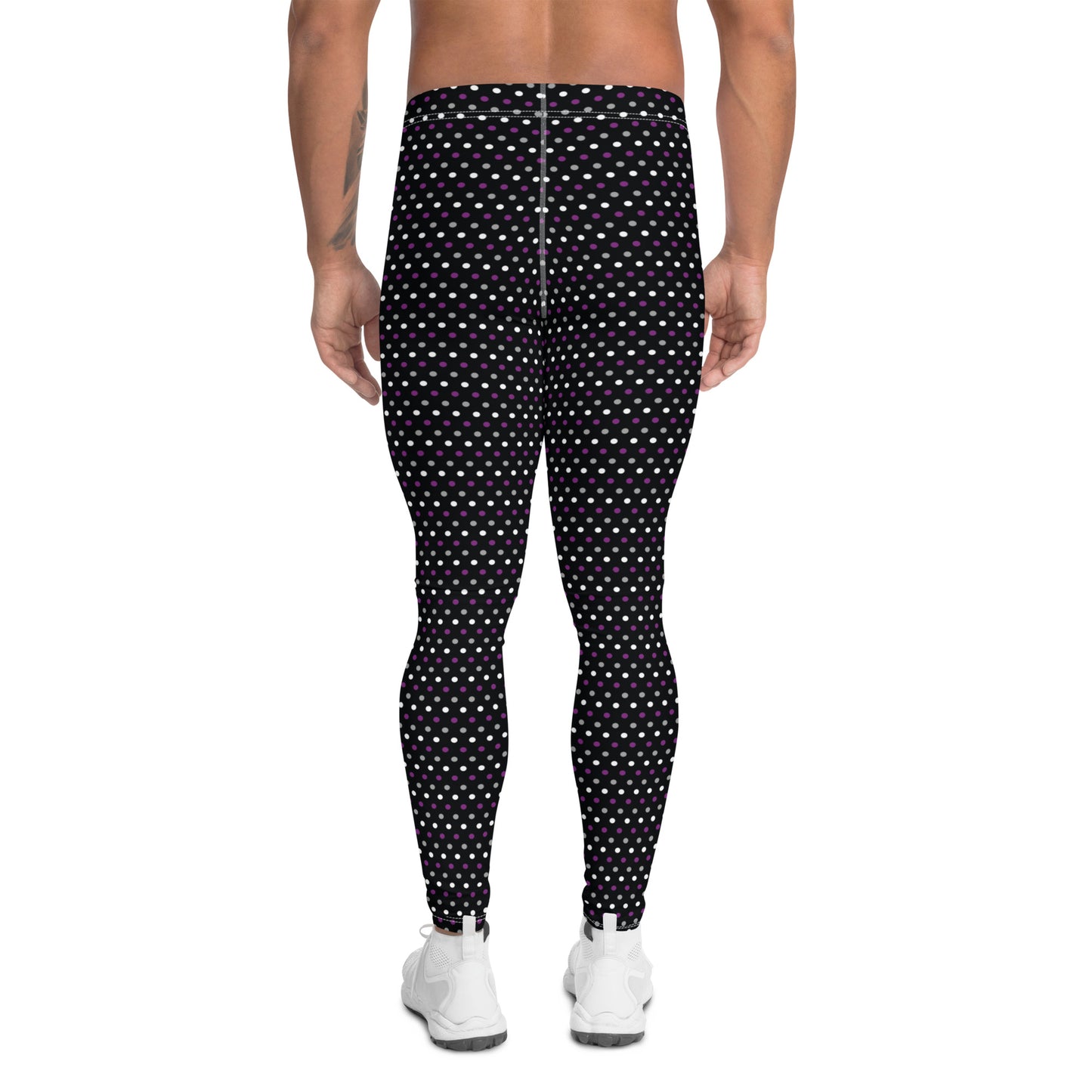 Asexual Pride Men’s Leggings - LGBTQIA Black, Gray, Purple, and White Athletic Pants - Parade Club Vacation Running Swimming