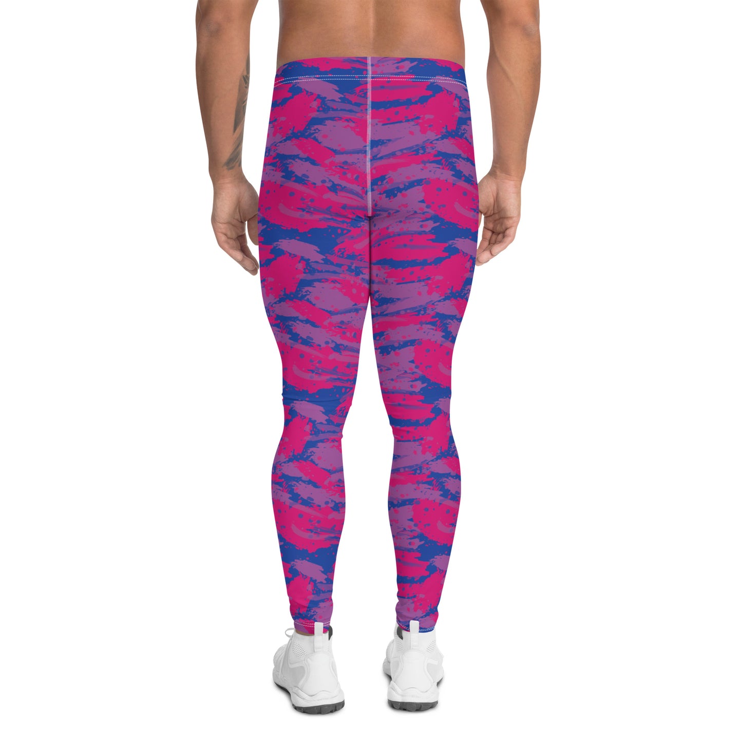 Bisexual Pride Men’s Leggings - LGBTQIA Pink, Purple, Blue Athletic Pants - Parade Club Vacation Running Swimming