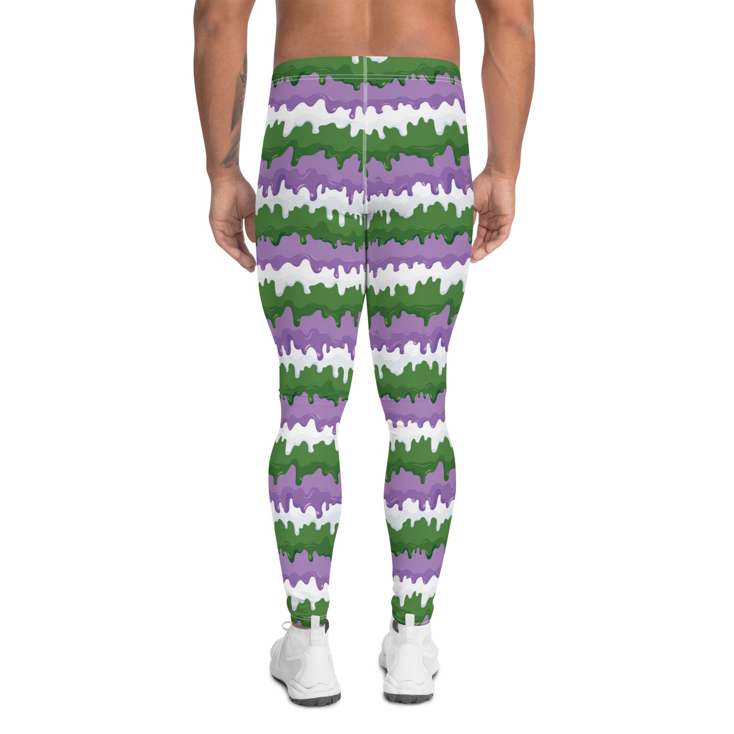 Gender Queer Pride Men’s Leggings - LGBTQIA Purple, White, Green  Athletic Pants - Parade Club Vacation Running Swimming