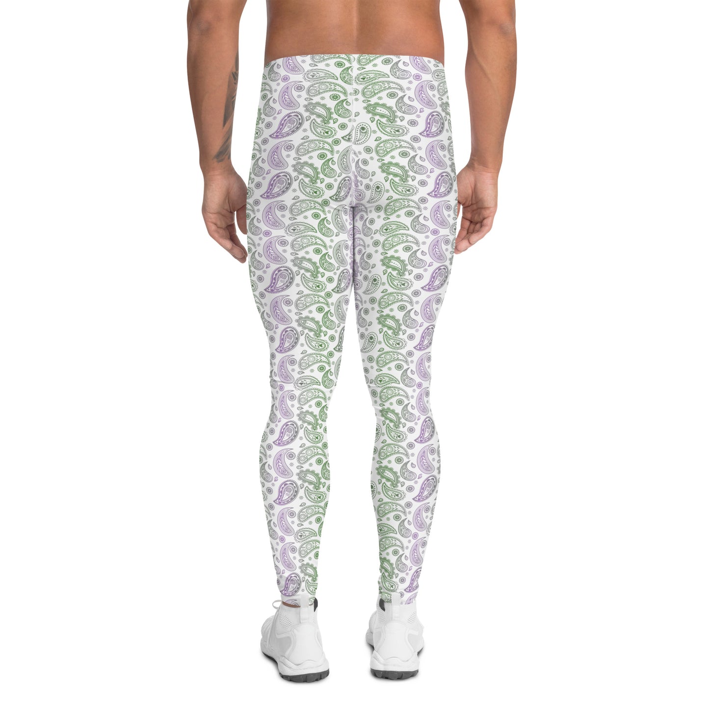 Gender Queer Pride Men’s Leggings - LGBTQIA Purple, White, Green  Athletic Pants - Parade Club Vacation Running Swimming