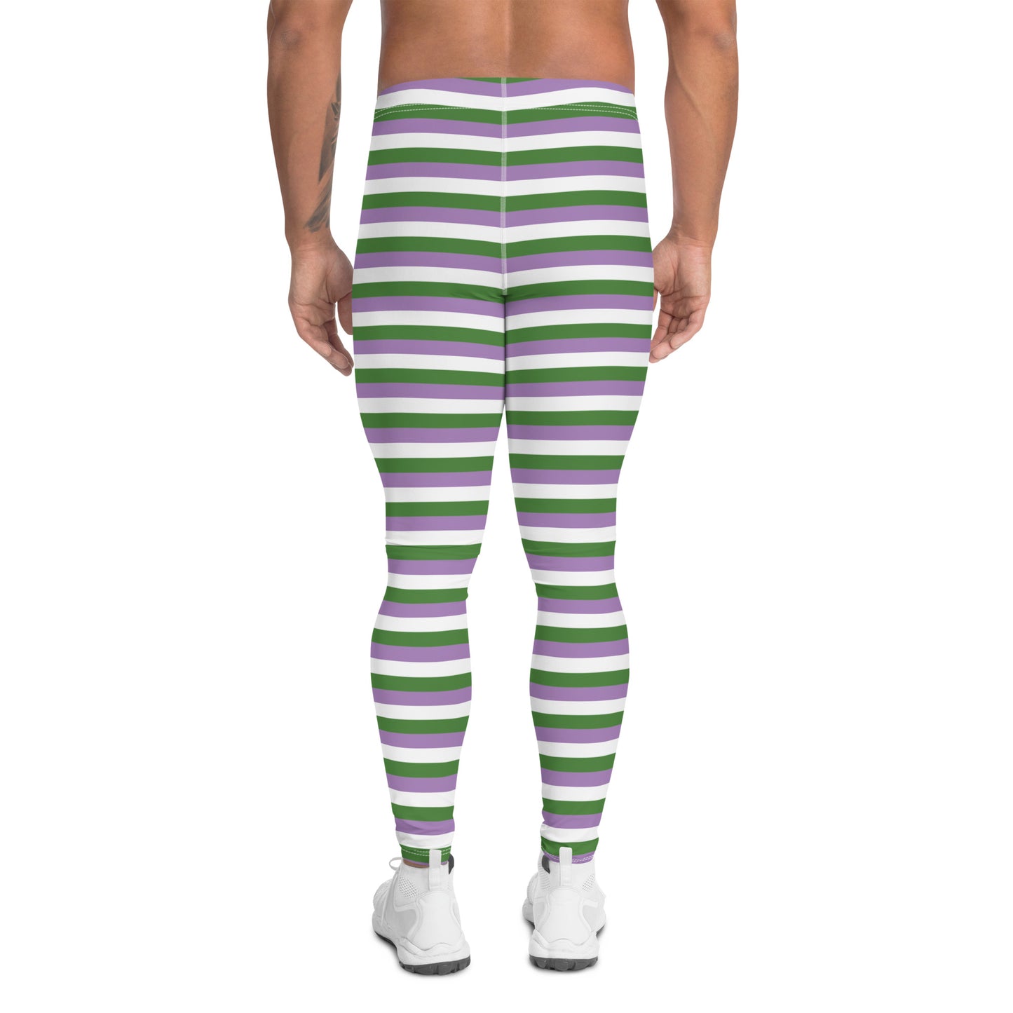 Gender Queer Pride Men’s Leggings - LGBTQIA Purple, White, Green  Athletic Pants - Parade Club Vacation Running Swimming