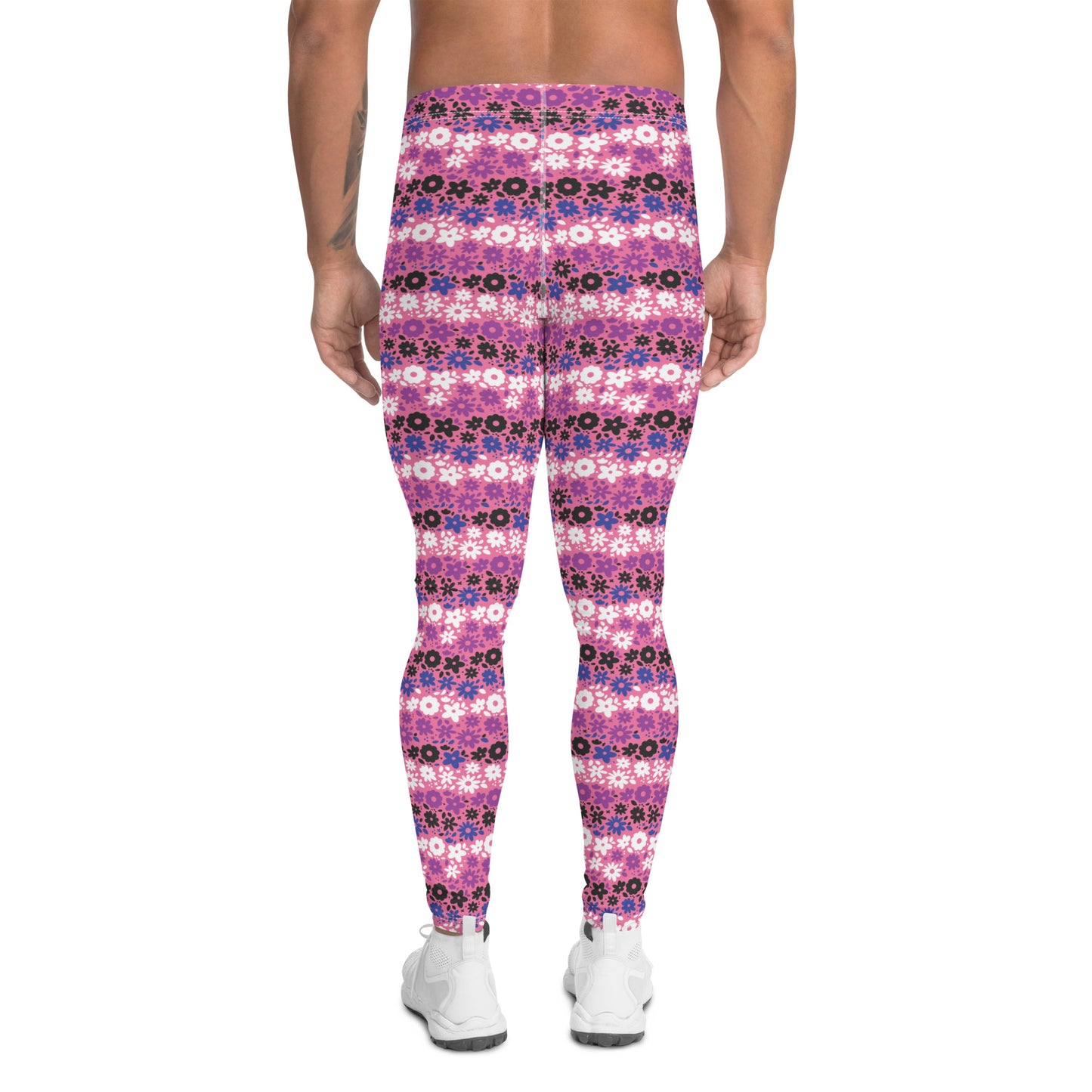 Genderfluid Pride Men’s Leggings - LGBTQIA Pink, White, Purple, Black, Blue Athletic Pants - Parade Club Vacation Running Swimming