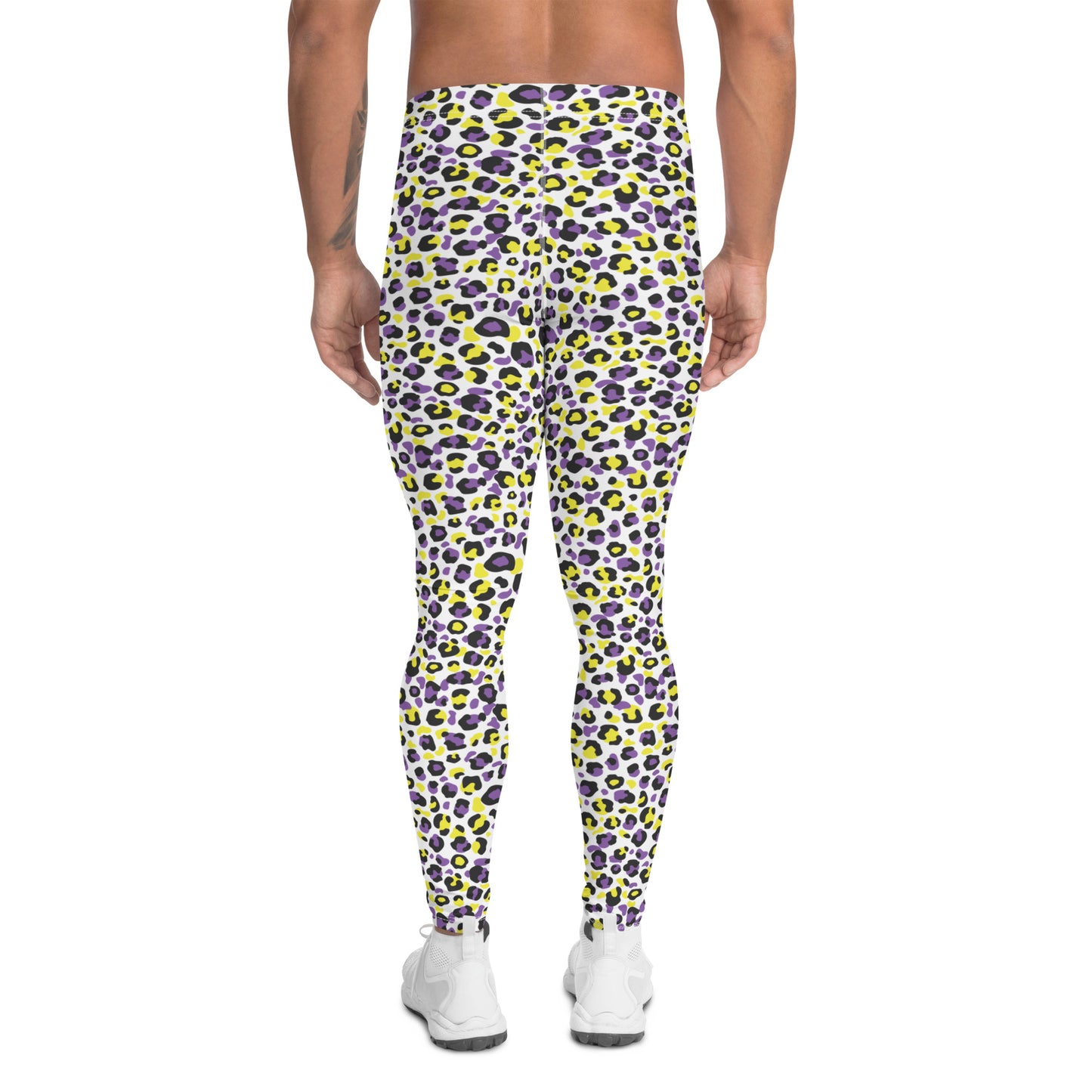 Non Binary Pride Men’s Leggings - LGBTQIA Yellow, Purple, White, Black Athletic Pants - Parade Club Vacation Running Swimming