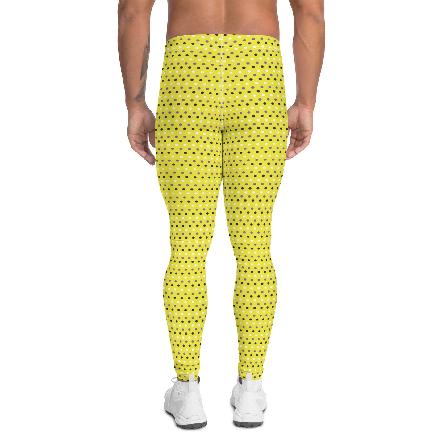 Non Binary Pride Men’s Leggings - LGBTQIA Yellow, Purple, White, Black Athletic Pants - Parade Club Vacation Running Swimming