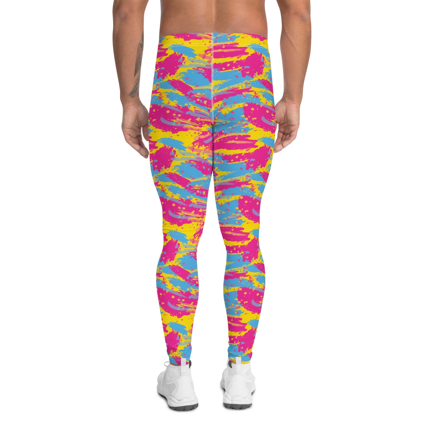 Pansexual Pride Men’s Leggings - LGBTQIA Pink, Blue, Yellow Athletic Pants - Parade Club Vacation Running Swimming