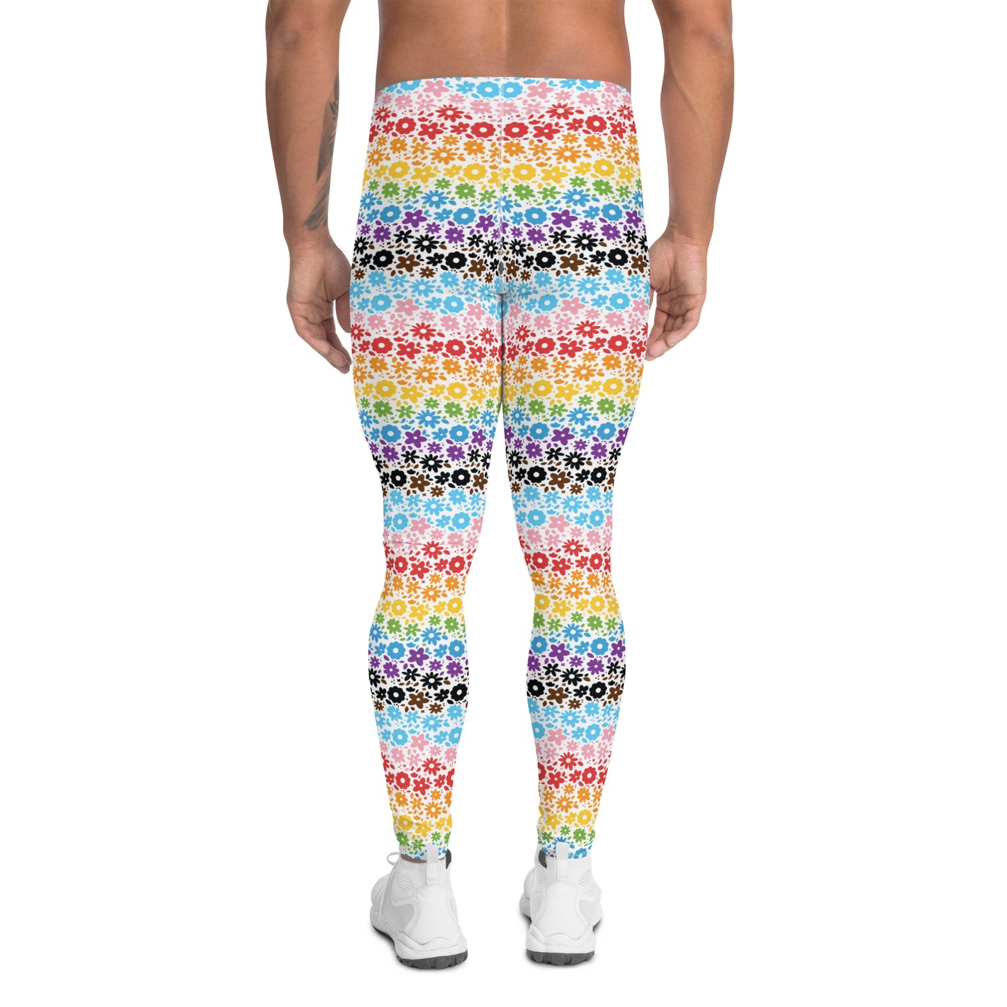 Progress Pride Men’s Leggings - LGBTQIA Red, Orange, Yellow, Green, Rainbow, Purple, Black, Pink and White Athletic Pants - Parade Club Vacation Running Swimming