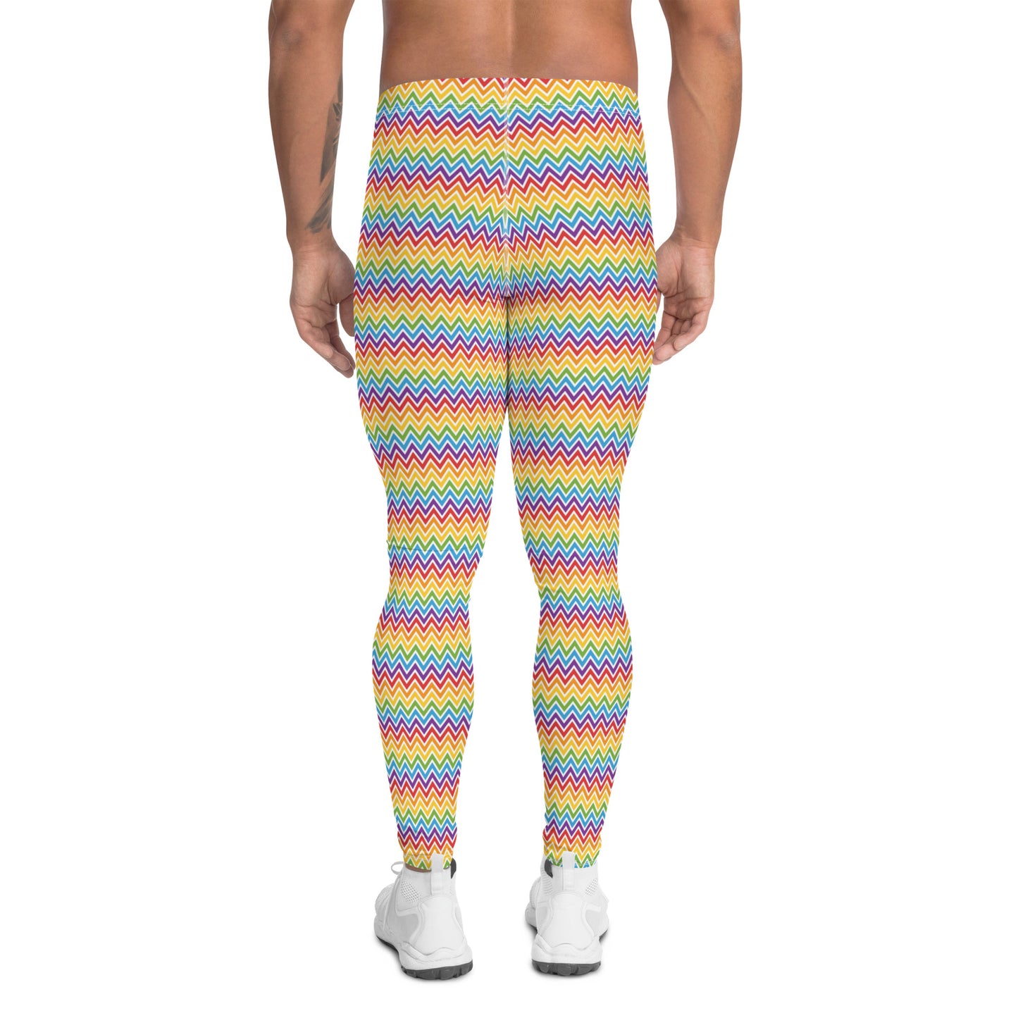 Rainbow Pride Men’s Leggings - LGBTQIA Red, Orange, Yellow, Green, Blue, Indigo, and Viole Athletic Pants - Parade Club Vacation Running Swimming