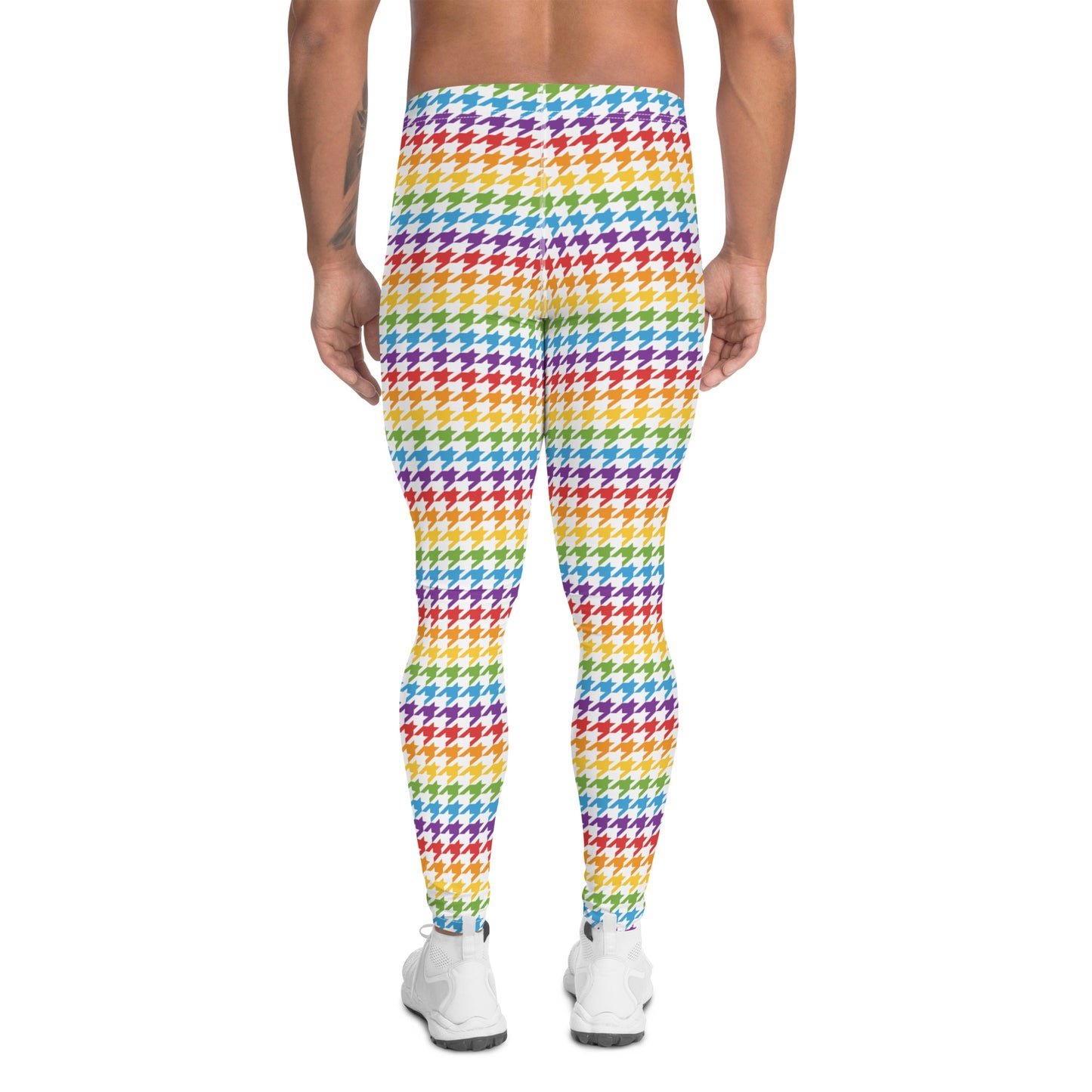 Rainbow Pride Men’s Leggings - LGBTQIA Red, Orange, Yellow, Green, Blue, Indigo, and Viole Athletic Pants - Parade Club Vacation Running Swimming