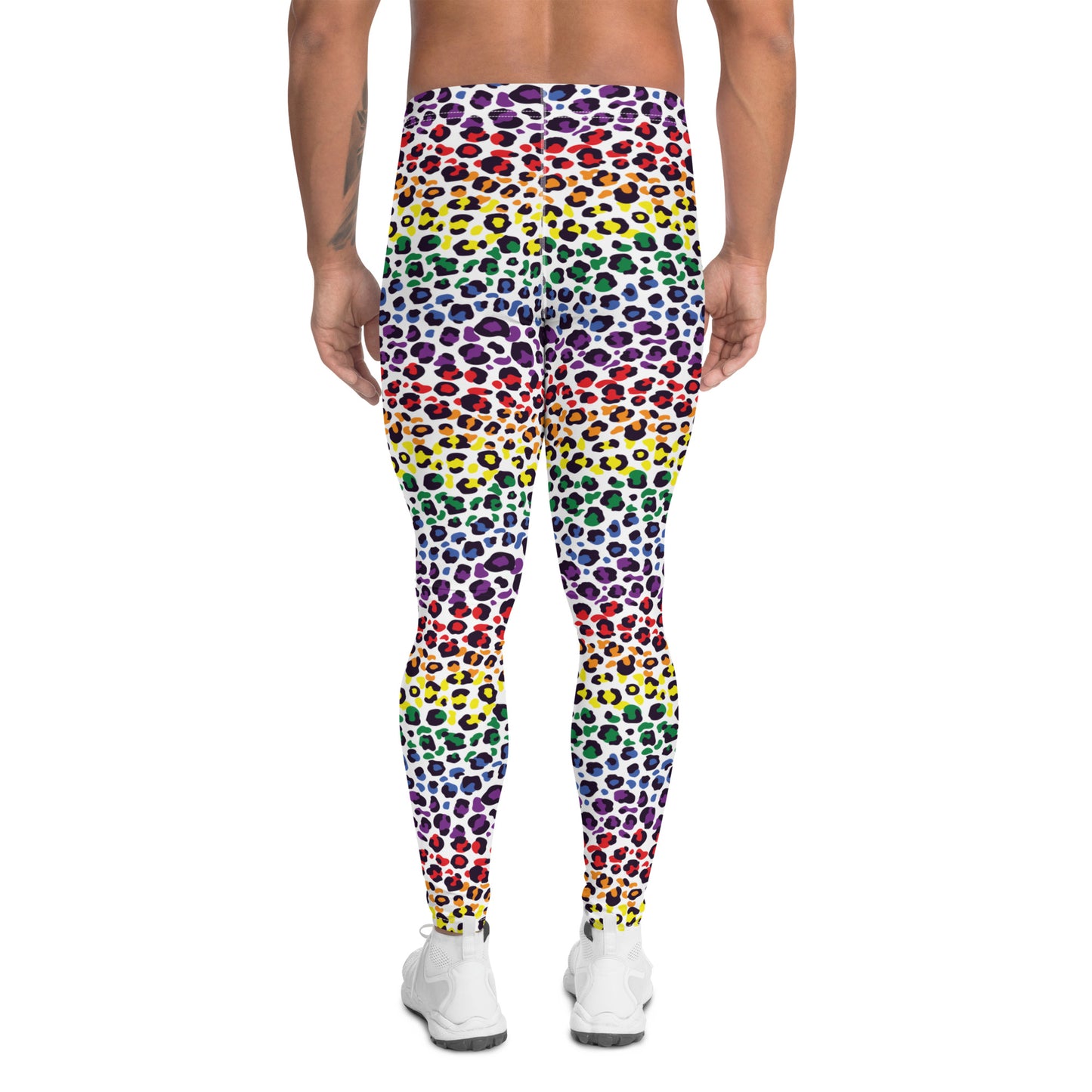 Rainbow Pride Men’s Leggings - LGBTQIA Red, Orange, Yellow, Green, Blue, Indigo, and Viole Athletic Pants - Parade Club Vacation Running Swimming