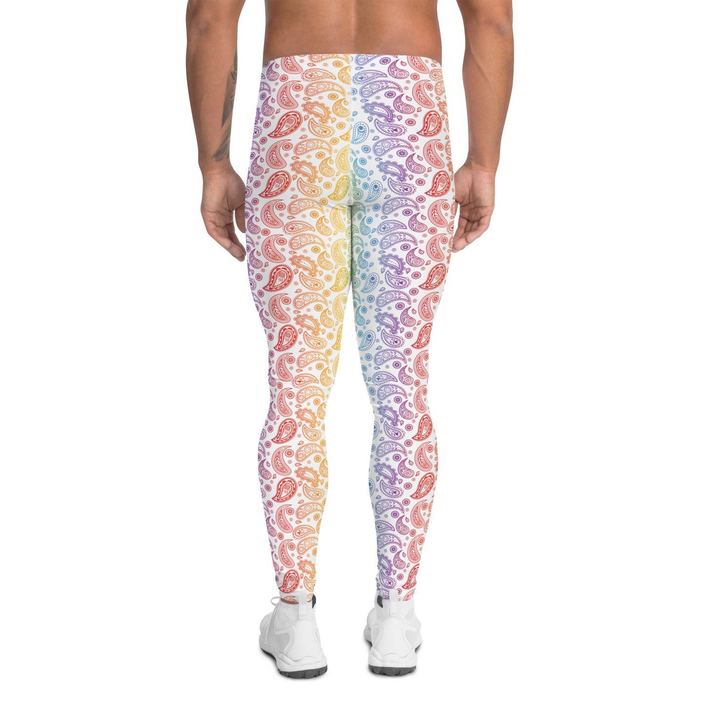 Rainbow Pride Men’s Leggings - LGBTQIA Red, Orange, Yellow, Green, Blue, Indigo, and Viole Athletic Pants - Parade Club Vacation Running Swimming