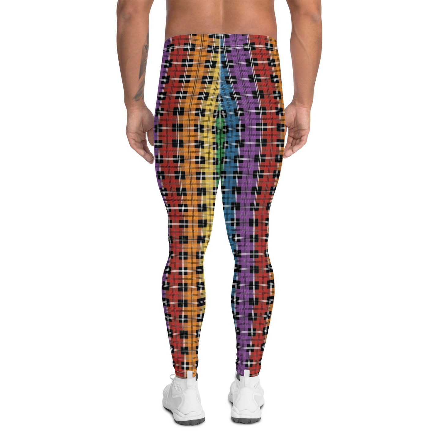 Rainbow Pride Men’s Leggings - LGBTQIA Red, Orange, Yellow, Green, Blue, Indigo, and Viole Athletic Pants - Parade Club Vacation Running Swimming