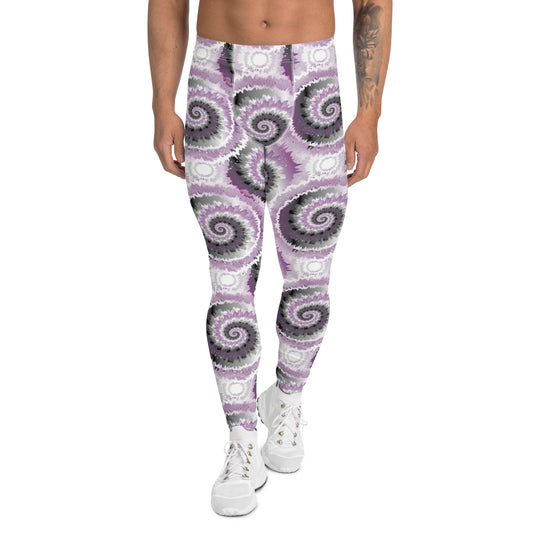 Asexual Pride Men’s Leggings - LGBTQIA Black, Gray, Purple, and White Athletic Pants - Parade Club Vacation Running Swimming