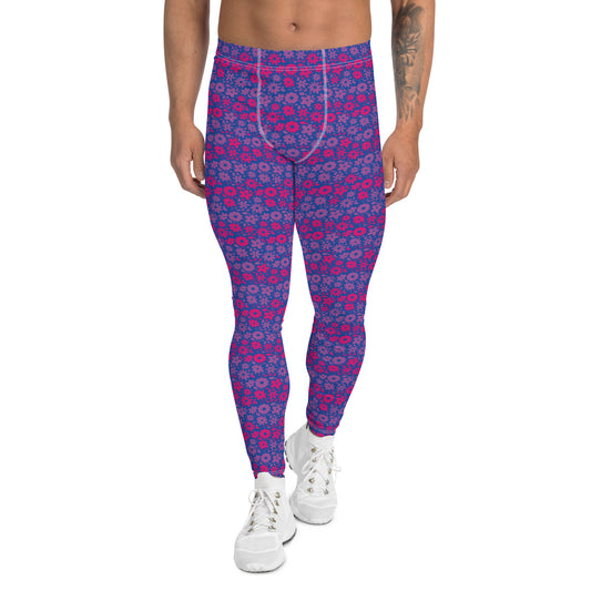 Bisexual Pride Men’s Leggings - LGBTQIA Pink, Purple, Blue Athletic Pants - Parade Club Vacation Running Swimming