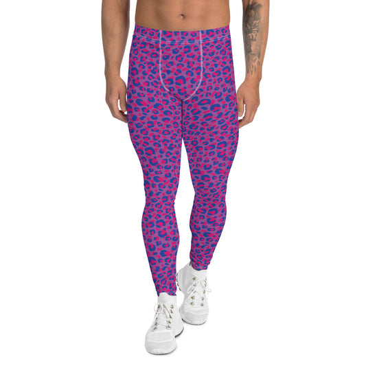 Bisexual Pride Men’s Leggings - LGBTQIA Pink, Purple, Blue Athletic Pants - Parade Club Vacation Running Swimming