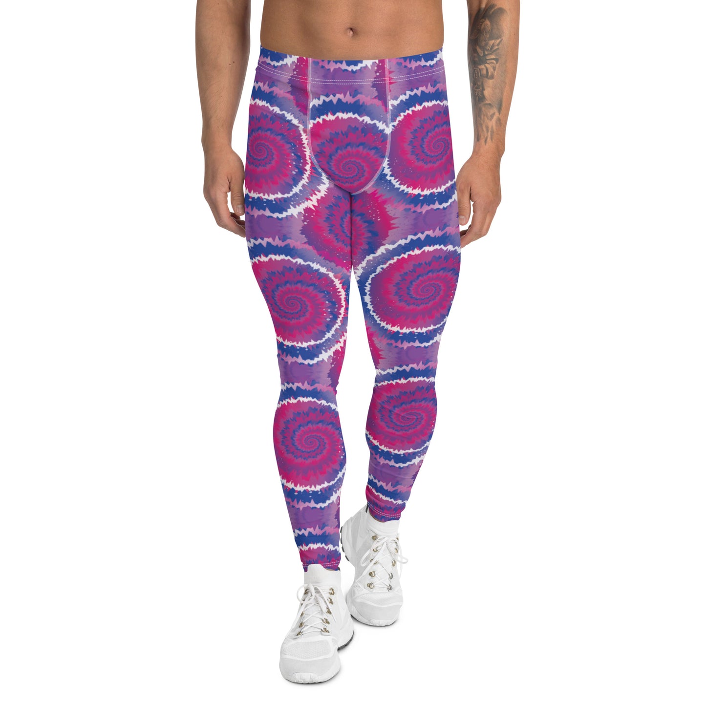 Bisexual Pride Men’s Leggings - LGBTQIA Pink, Purple, Blue Athletic Pants - Parade Club Vacation Running Swimming