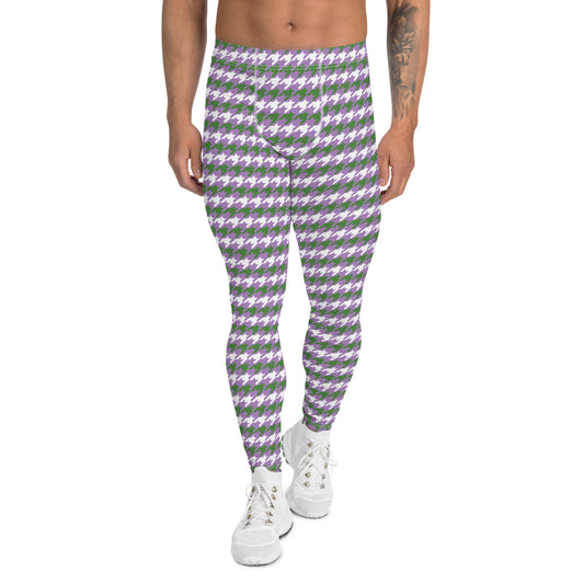 Gender Queer Pride Men’s Leggings - LGBTQIA Purple, White, Green  Athletic Pants - Parade Club Vacation Running Swimming