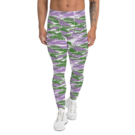 Gender Queer Pride Men’s Leggings - LGBTQIA Purple, White, Green  Athletic Pants - Parade Club Vacation Running Swimming