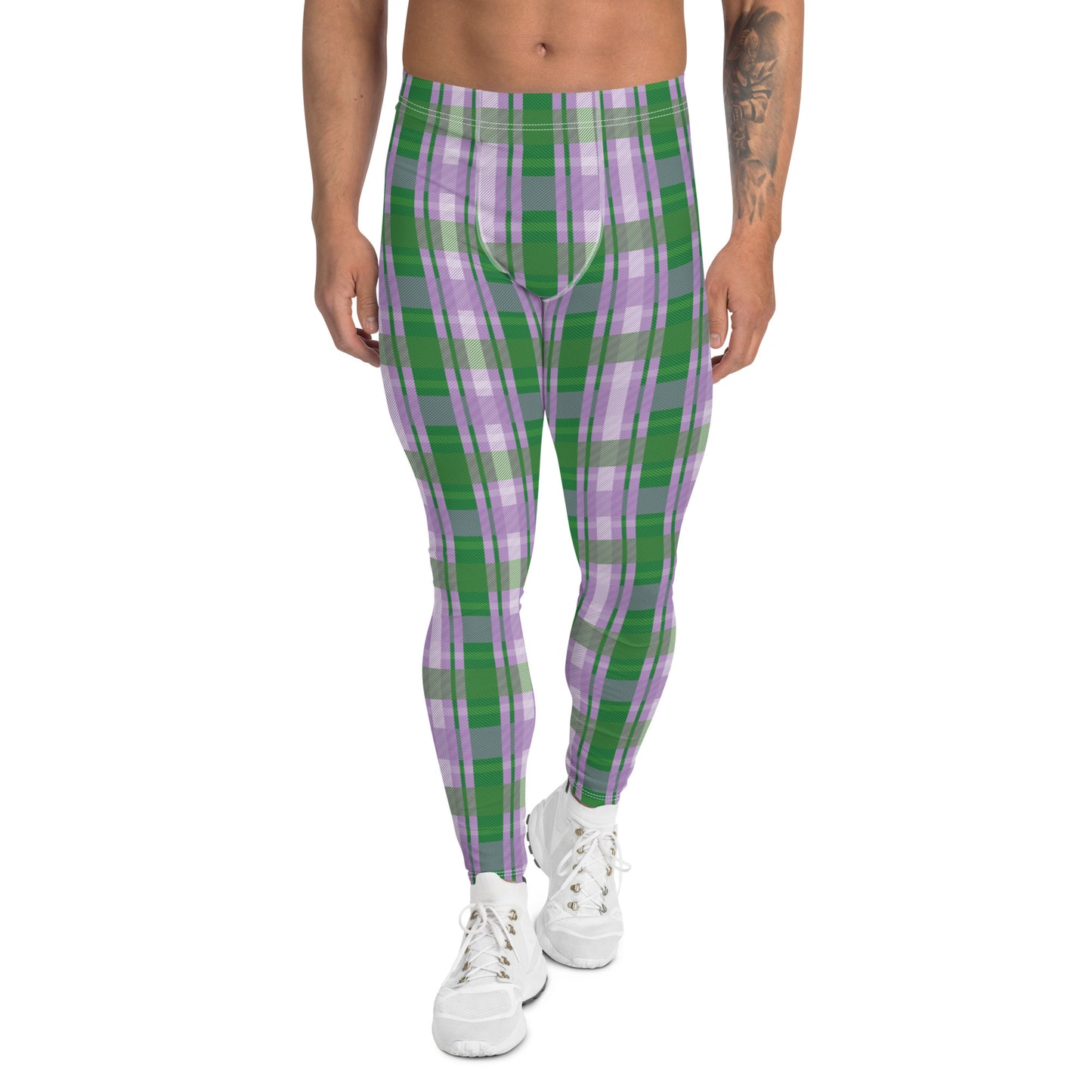 Gender Queer Pride Men’s Leggings - LGBTQIA Purple, White, Green  Athletic Pants - Parade Club Vacation Running Swimming