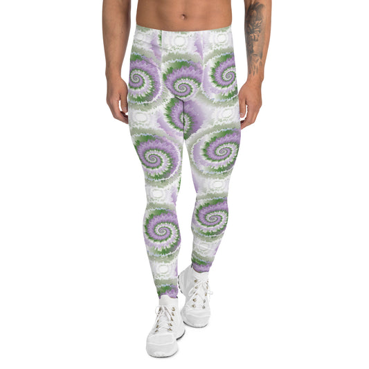 Gender Queer Pride Men’s Leggings - LGBTQIA Purple, White, Green  Athletic Pants - Parade Club Vacation Running Swimming