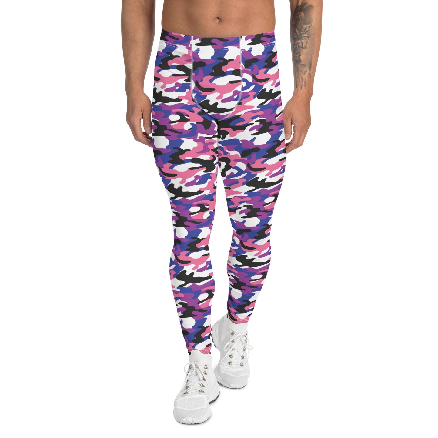 Genderfluid Pride Men’s Leggings - LGBTQIA Pink, White, Purple, Black, Blue Athletic Pants - Parade Club Vacation Running Swimming