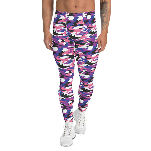 Genderfluid Pride Men’s Leggings - LGBTQIA Pink, White, Purple, Black, Blue Athletic Pants - Parade Club Vacation Running Swimming