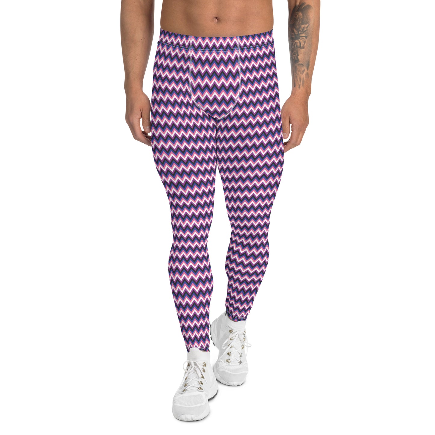 Genderfluid Pride Men’s Leggings - LGBTQIA Pink, White, Purple, Black, Blue Athletic Pants - Parade Club Vacation Running Swimming