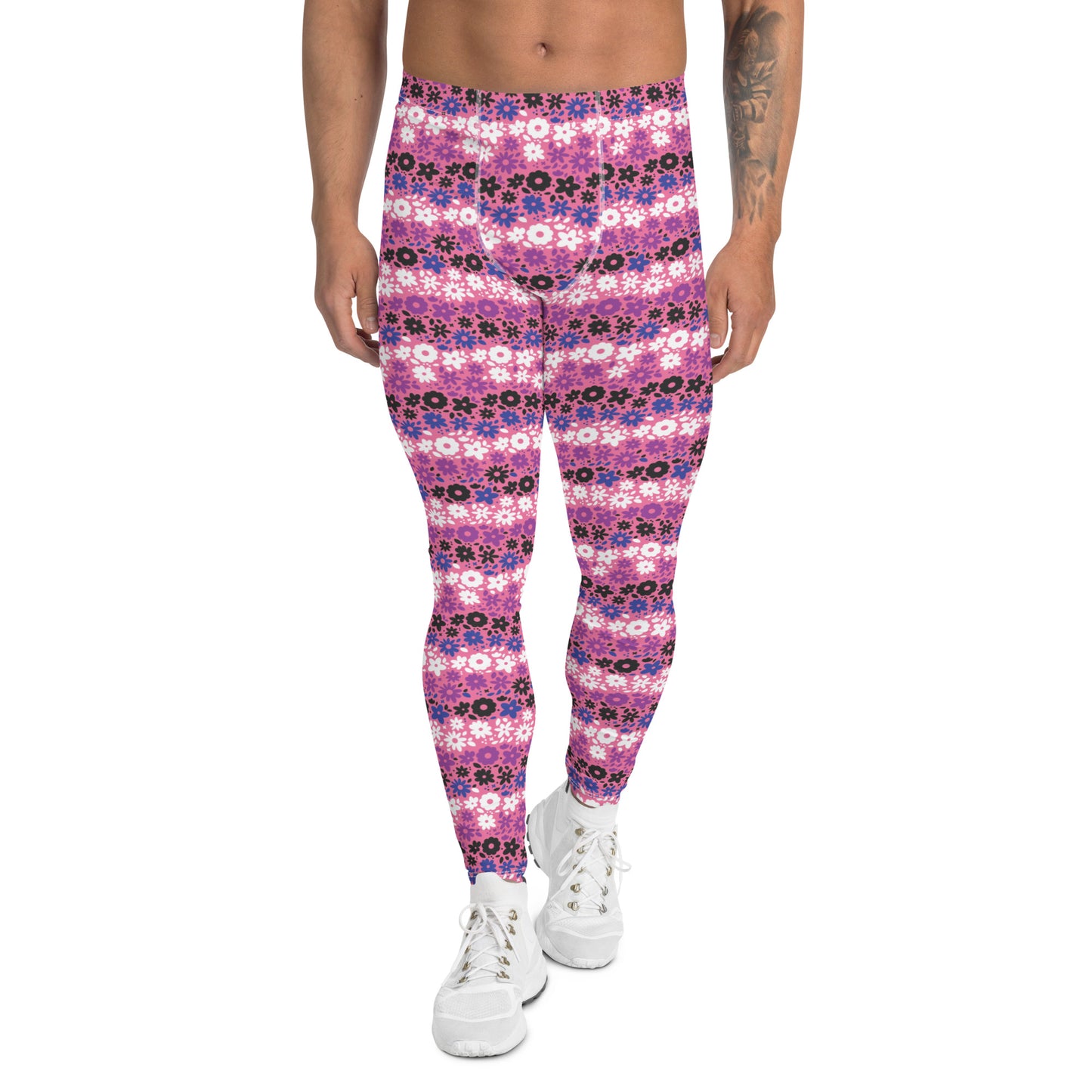 Genderfluid Pride Men’s Leggings - LGBTQIA Pink, White, Purple, Black, Blue Athletic Pants - Parade Club Vacation Running Swimming