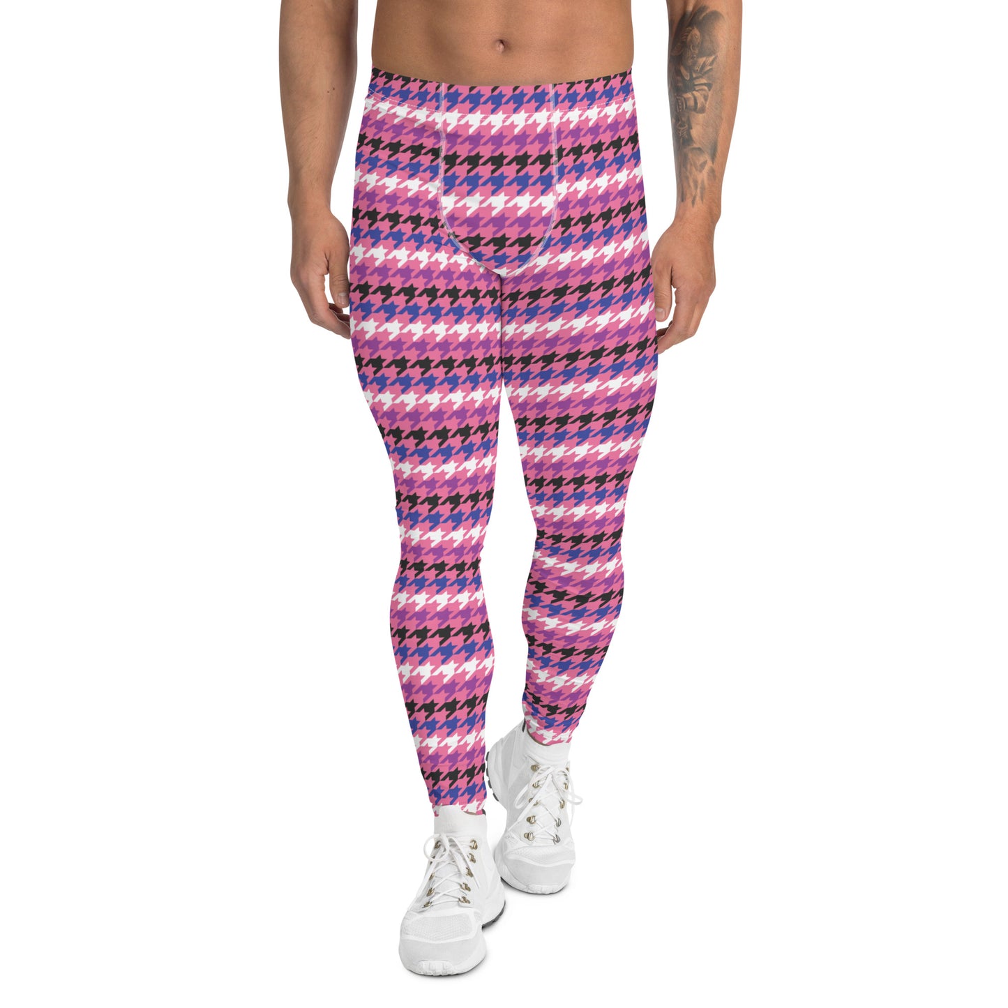 Genderfluid Pride Men’s Leggings - LGBTQIA Pink, White, Purple, Black, Blue Athletic Pants - Parade Club Vacation Running Swimming