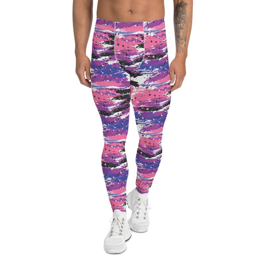 Genderfluid Pride Men’s Leggings - LGBTQIA Pink, White, Purple, Black, Blue Athletic Pants - Parade Club Vacation Running Swimming