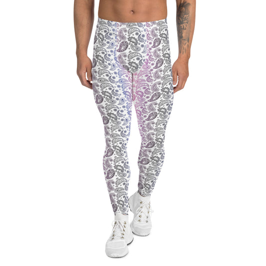 Genderfluid Pride Men’s Leggings - LGBTQIA Pink, White, Purple, Black, Blue Athletic Pants - Parade Club Vacation Running Swimming