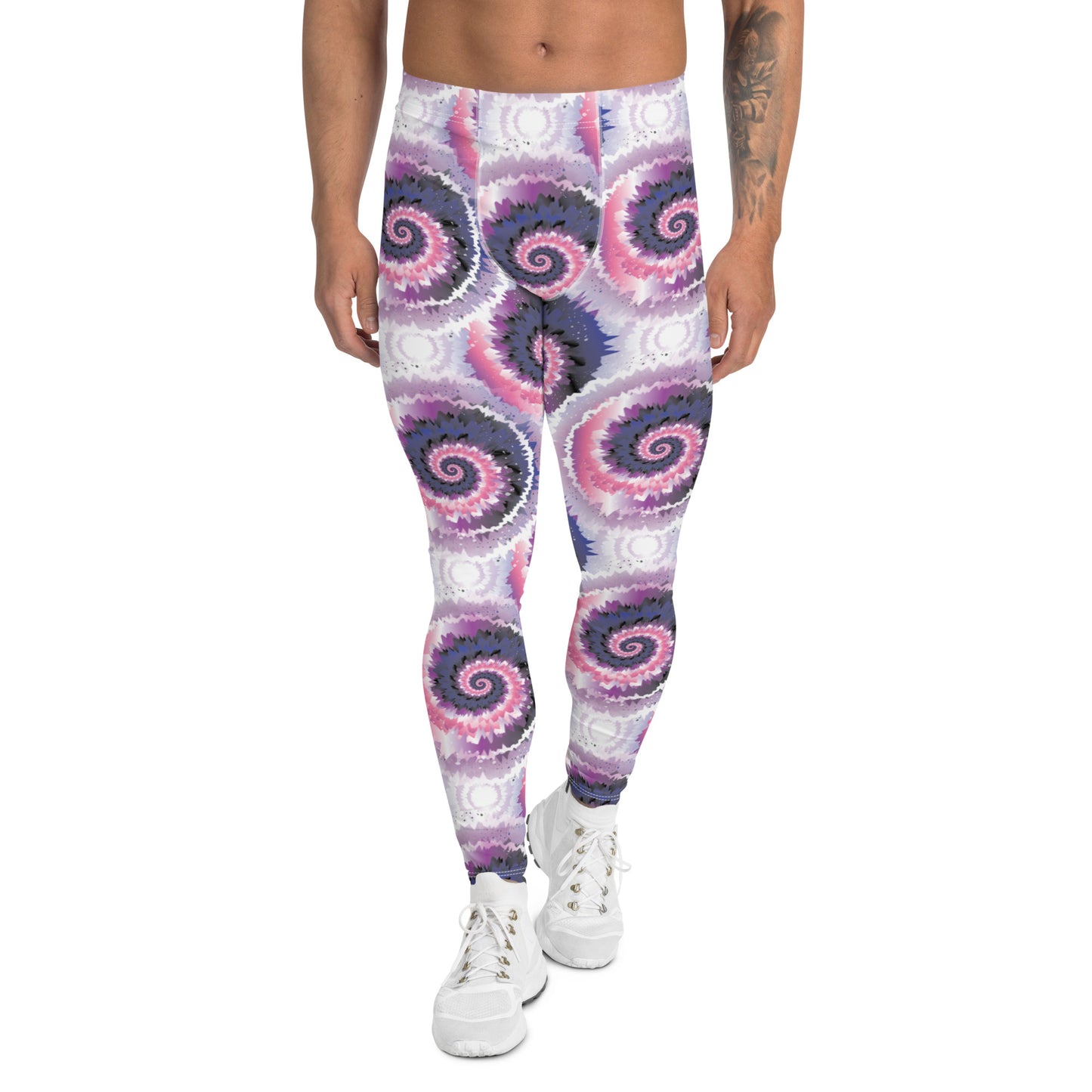 Genderfluid Pride Men’s Leggings - LGBTQIA Pink, White, Purple, Black, Blue Athletic Pants - Parade Club Vacation Running Swimming