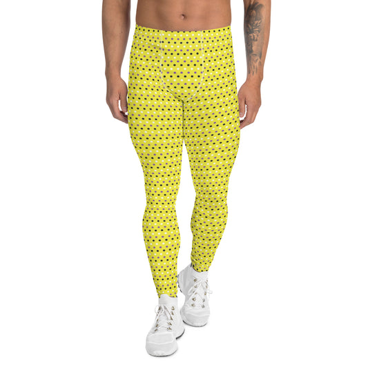 Non Binary Pride Men’s Leggings - LGBTQIA Yellow, Purple, White, Black Athletic Pants - Parade Club Vacation Running Swimming