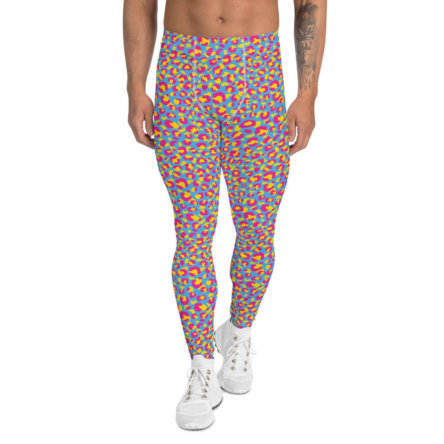 Pansexual Pride Men’s Leggings - LGBTQIA Pink, Blue, Yellow Athletic Pants - Parade Club Vacation Running Swimming