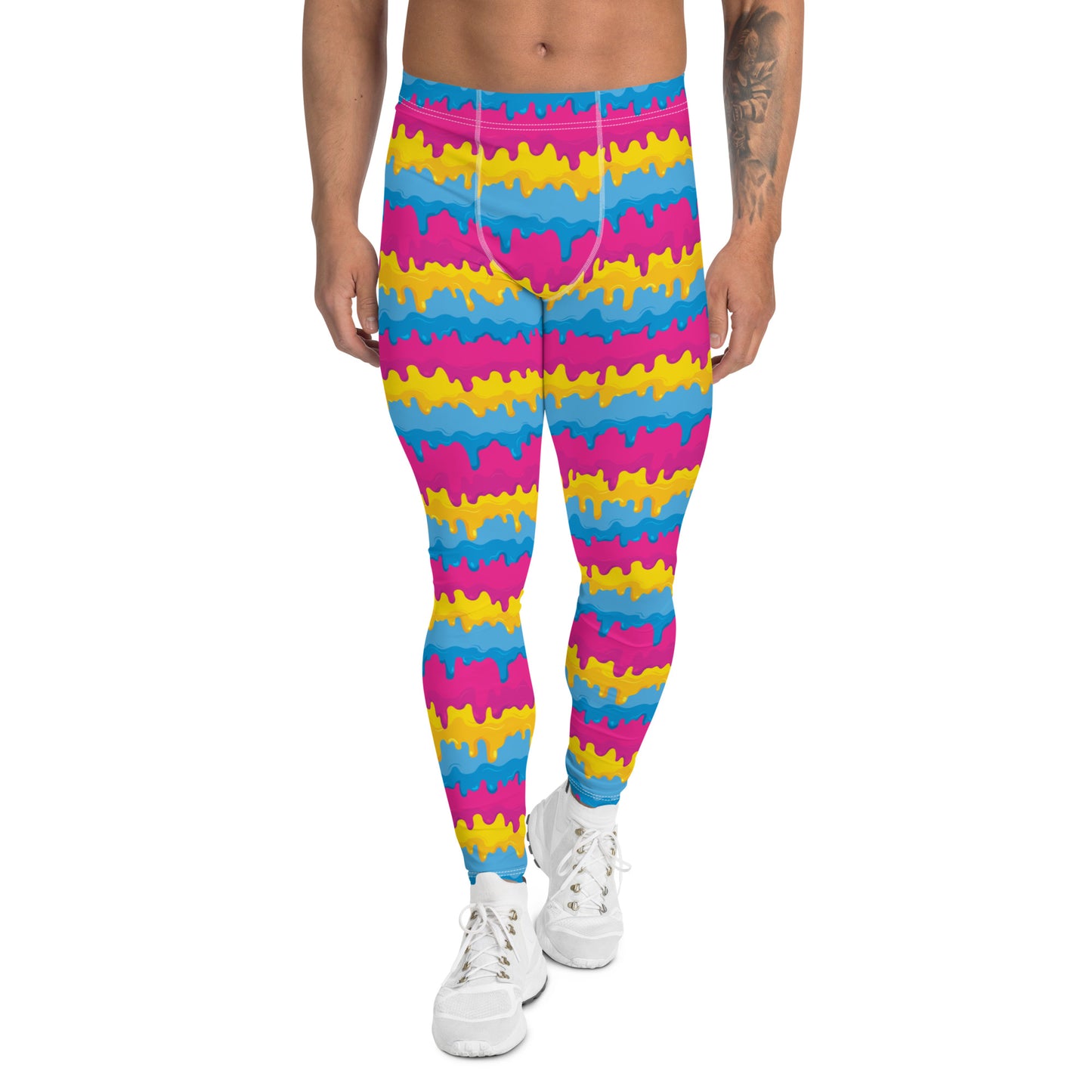 Pansexual Pride Men’s Leggings - LGBTQIA Pink, Blue, Yellow Athletic Pants - Parade Club Vacation Running Swimming